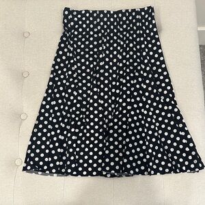 Black and White Polka Dot A-Line Skirt Elastic Waist